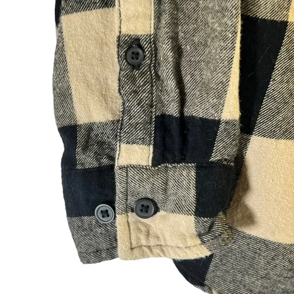 H&M Men's Shirt M Plaid Black Tan Long Sleeves - Picture 3 of 13